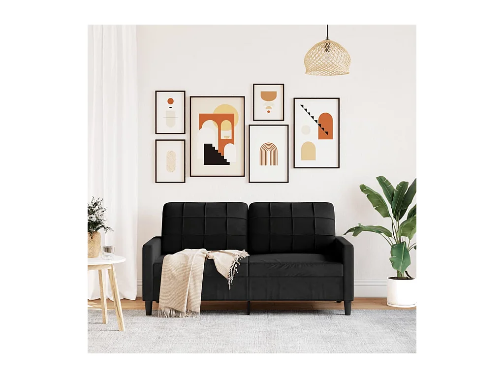 Sofá 2 plazas Terciopelo Negro 140 cm