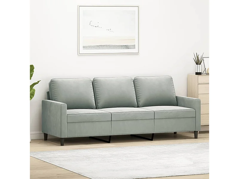 Divano 3 posti Grigio chiaro 180 cm Velluto