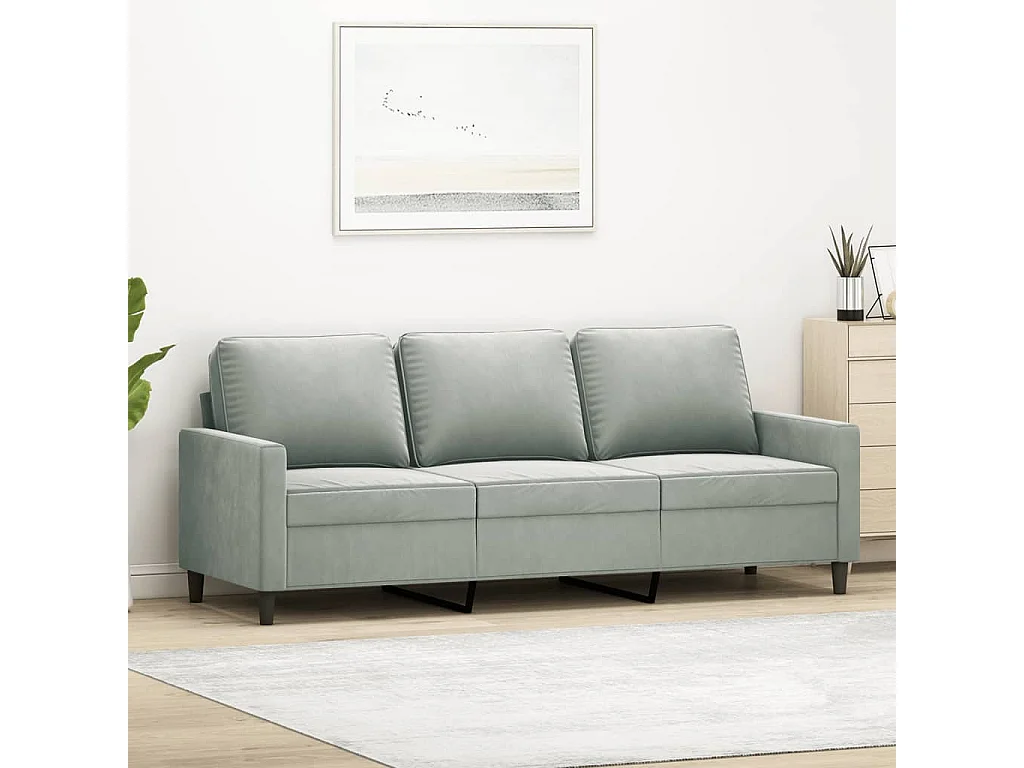 Canapé à 3 places Gris clair 180 cm Velours