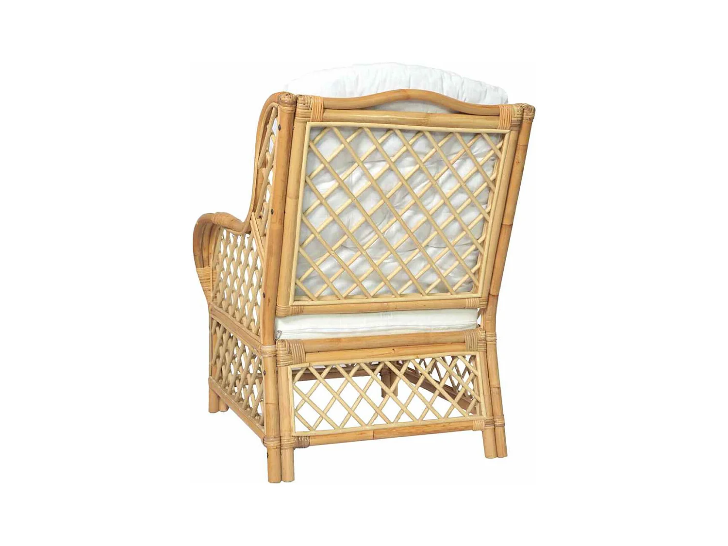 Sofa mit Kissen aus natürlichem Rattan und Leinen