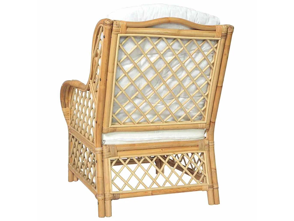 Sofa mit Kissen aus natürlichem Rattan und Leinen