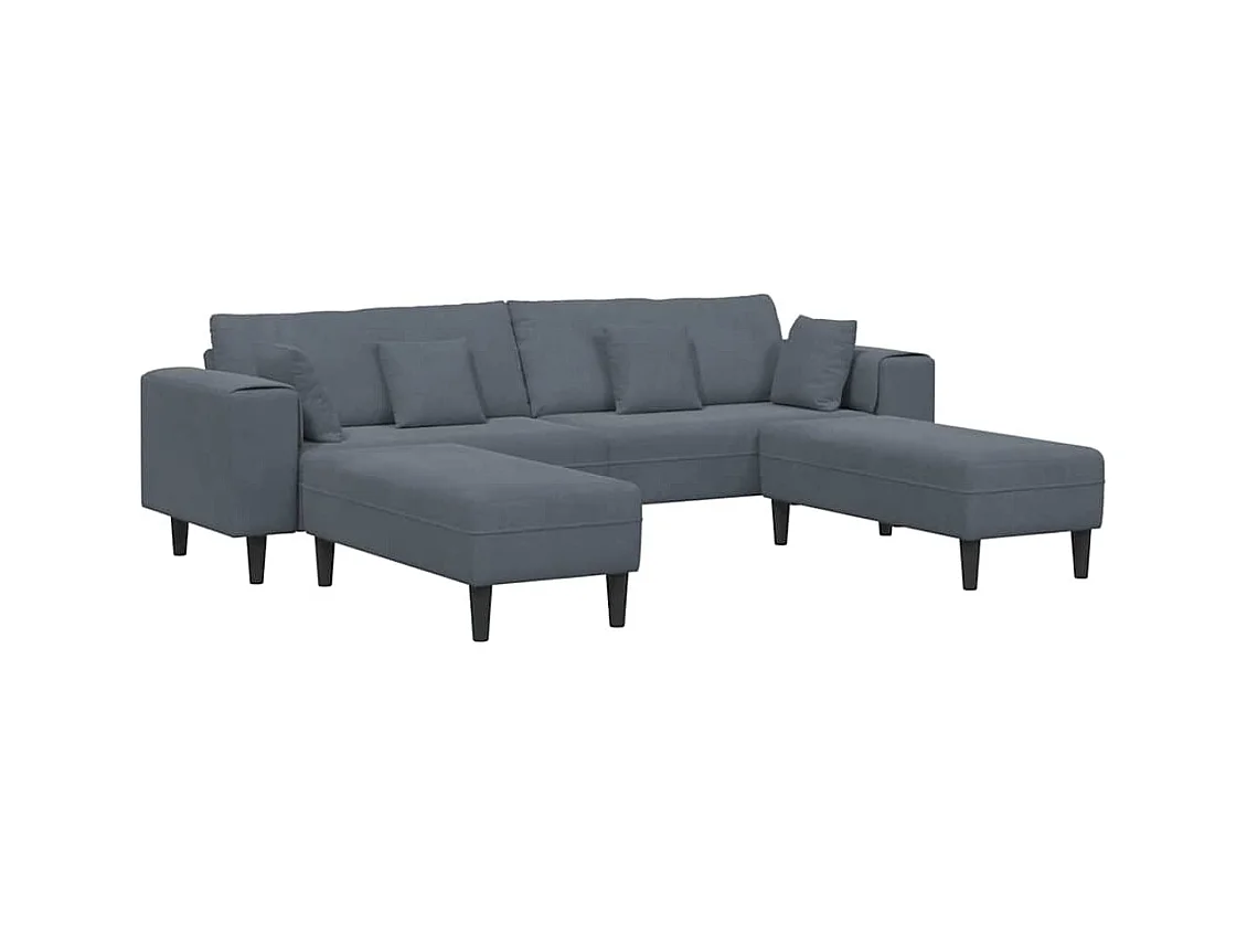 Divano in velluto con cuscino 3 pezzi grigio scuro 208 cm velluto