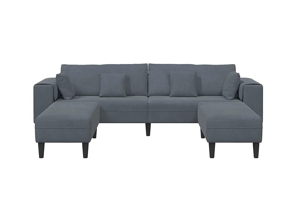 Divano in velluto con cuscino 3 pezzi grigio scuro 208 cm velluto