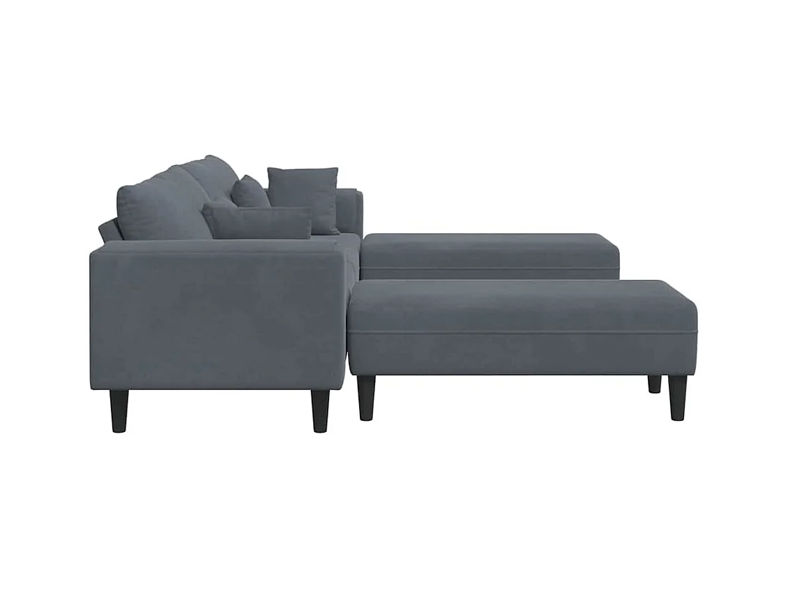 Divano in velluto con cuscino 3 pezzi grigio scuro 208 cm velluto