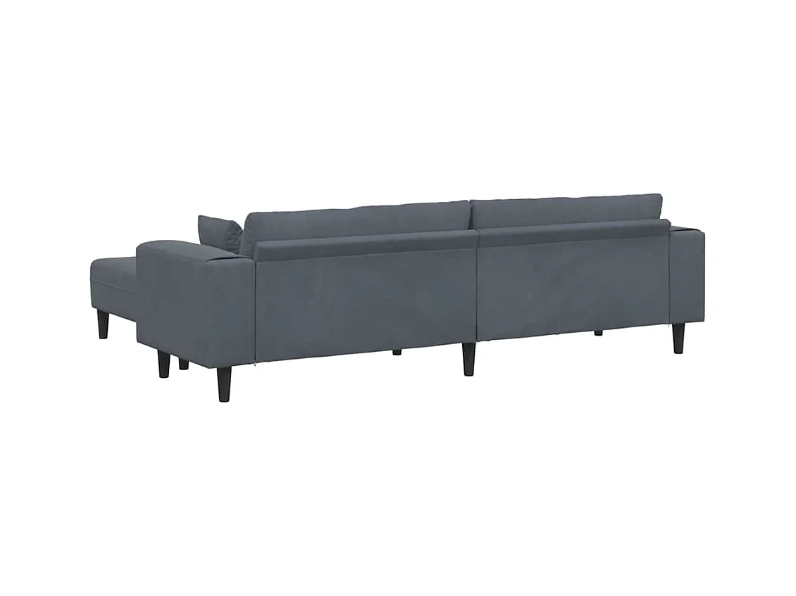 Divano in velluto con cuscino 3 pezzi grigio scuro 208 cm velluto