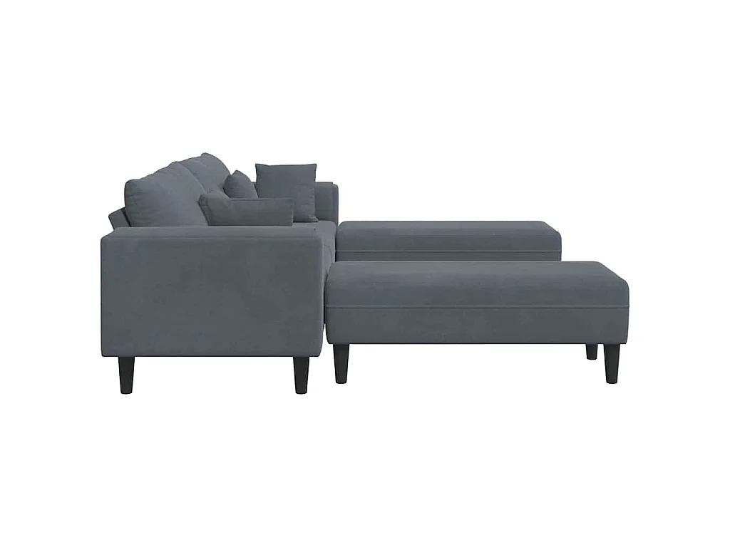 Samtsofa mit Kissen 3-tlg. Dunkelgrau 208 cm Samt