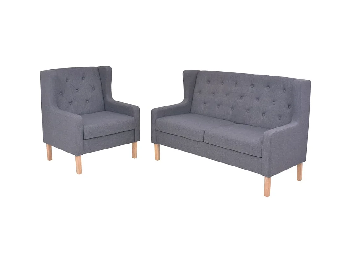 Conjunto de sofá de 2 piezas en tela gris