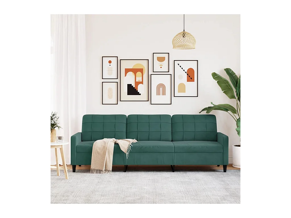 Sofá 3 plazas Verde oscuro 210 cm Terciopelo