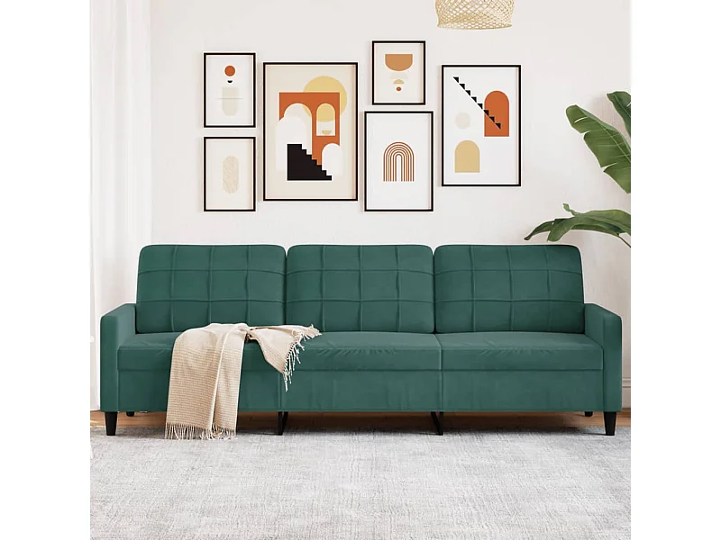Divano 3 posti Verde scuro 210 cm Velluto