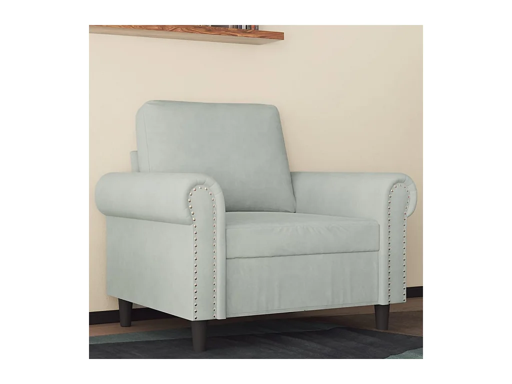 Fauteuil Gris clair 60 cm Velours