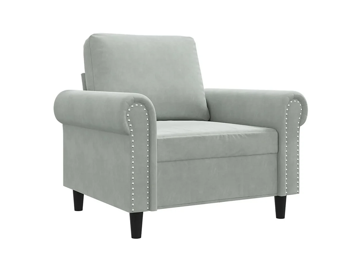 Fauteuil Gris clair 60 cm Velours