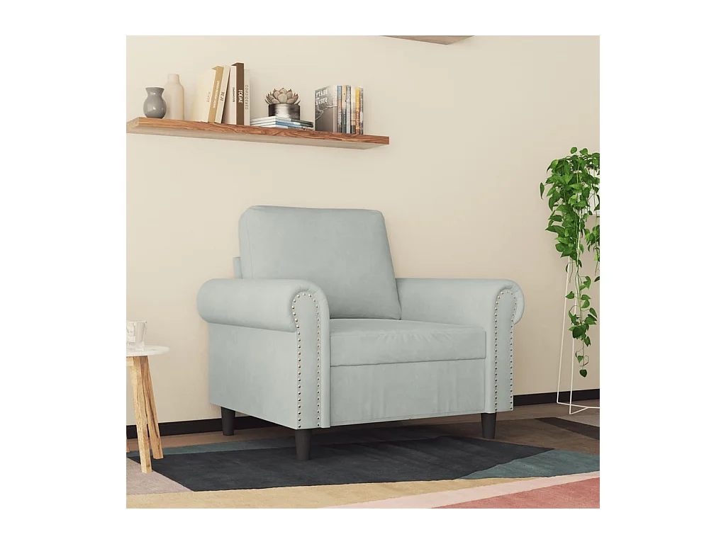 Fauteuil Gris clair 60 cm Velours