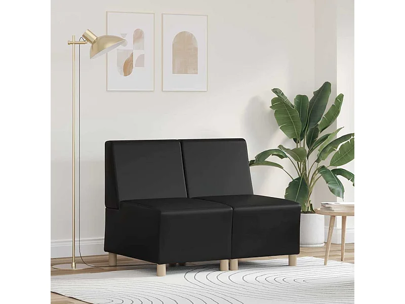 Unité de Sofa Modulaire Sans Accoudoirs 2 pcs Noir