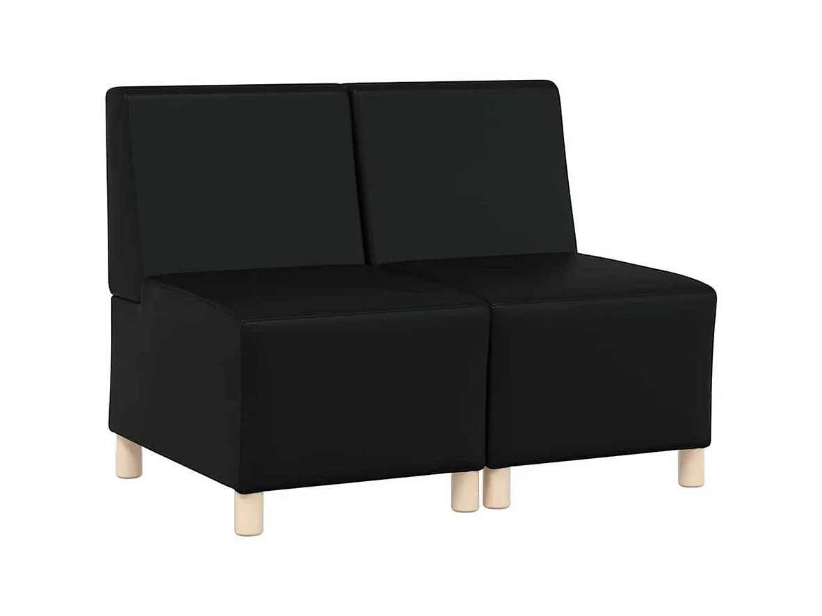 Divano componibile senza braccioli 2 pezzi nero