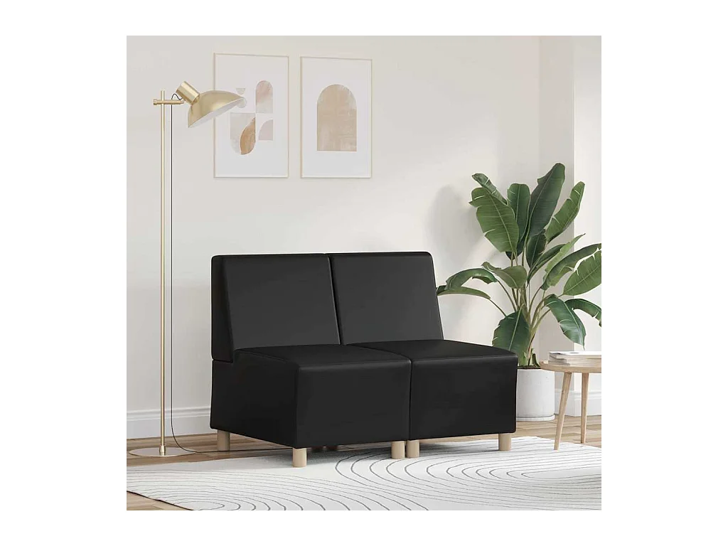 Unité de Sofa Modulaire Sans Accoudoirs 2 pcs Noir