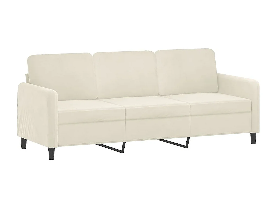 3-zitsbank met voetenbank Crème 180 cm Fluweel