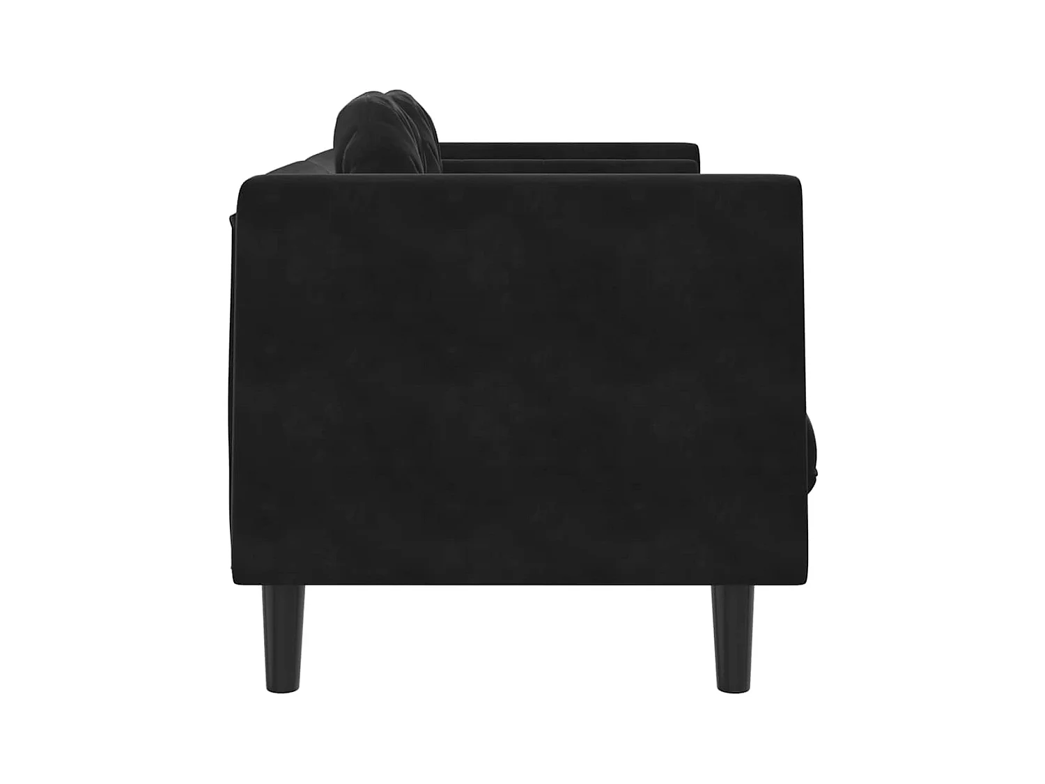 Sofá de 2 plazas de terciopelo negro con cojines