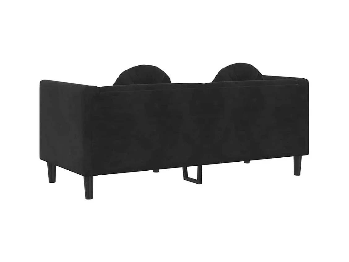 Sofá de 2 plazas de terciopelo negro con cojines