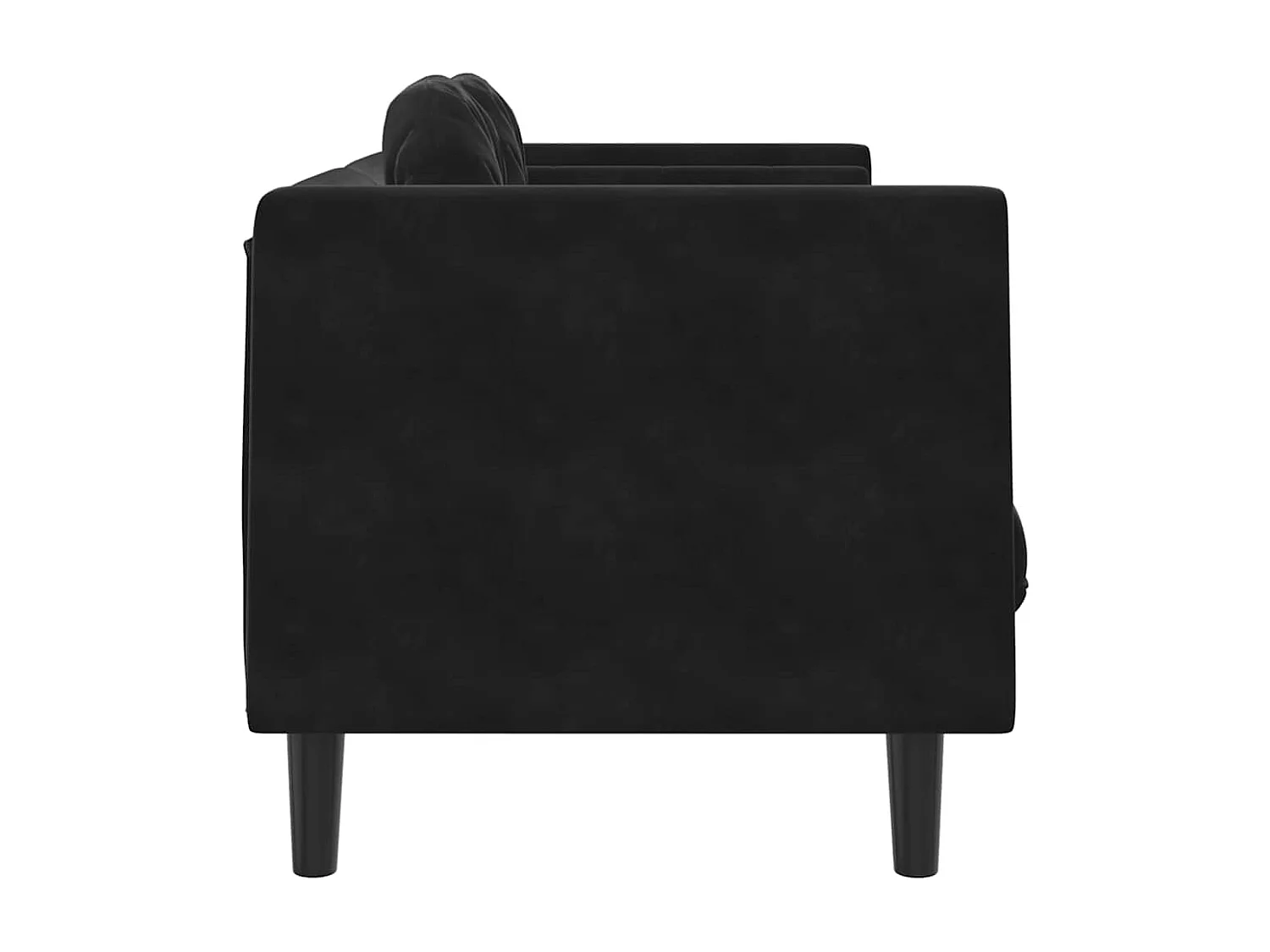 Sofá de 2 plazas de terciopelo negro con cojines