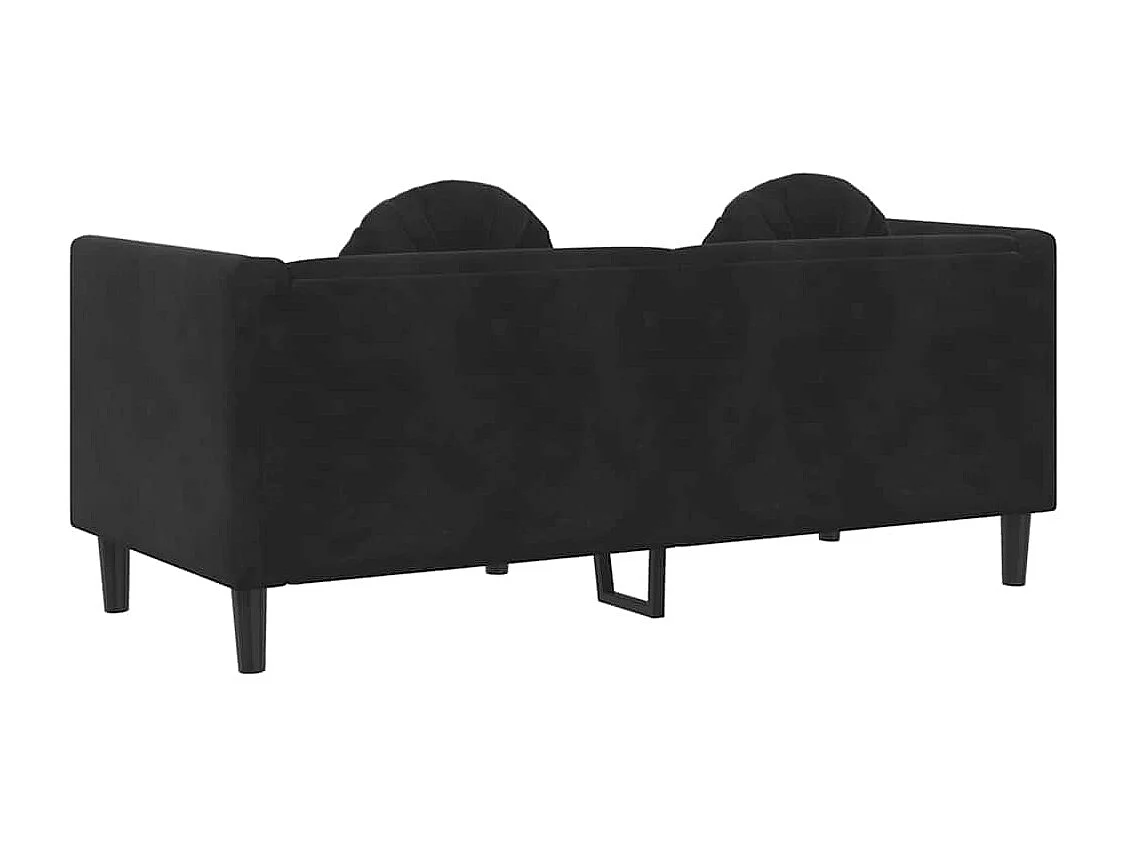 Sofá de 2 plazas de terciopelo negro con cojines