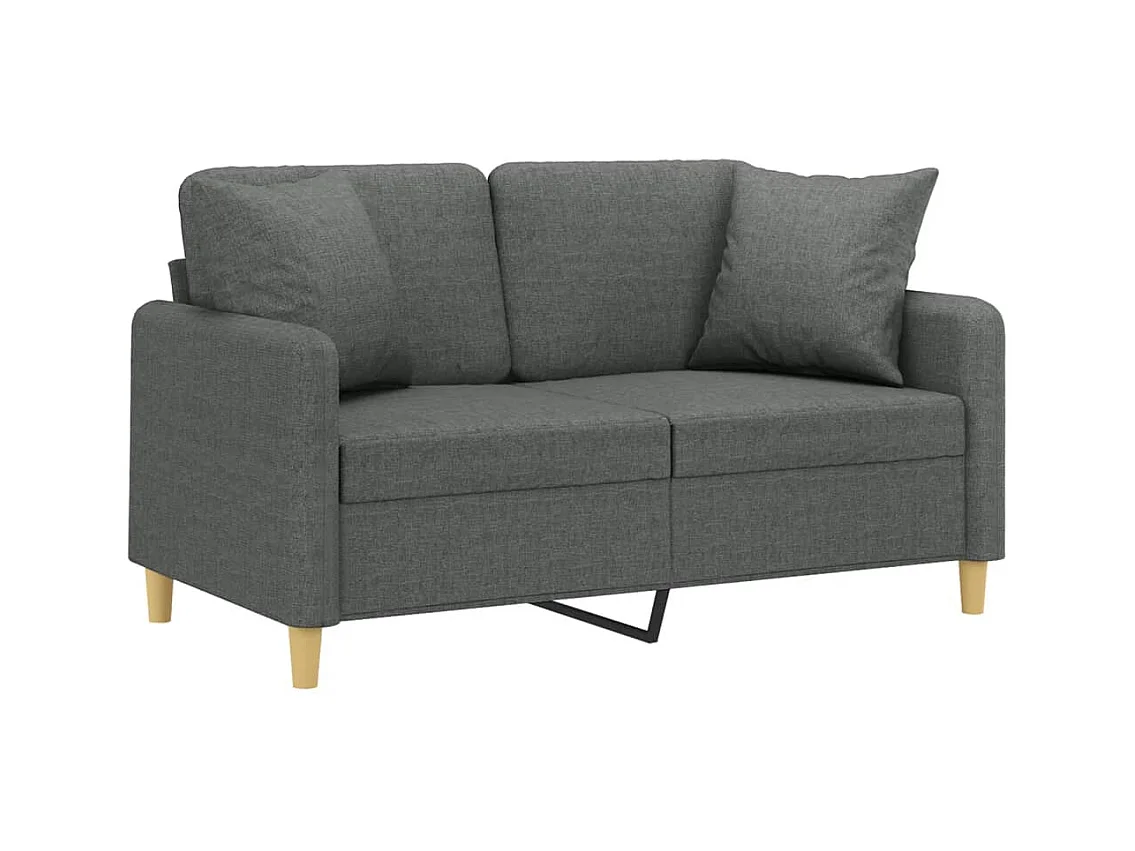 Divano 2 posti con cuscini grigio scuro tessuto 120 cm