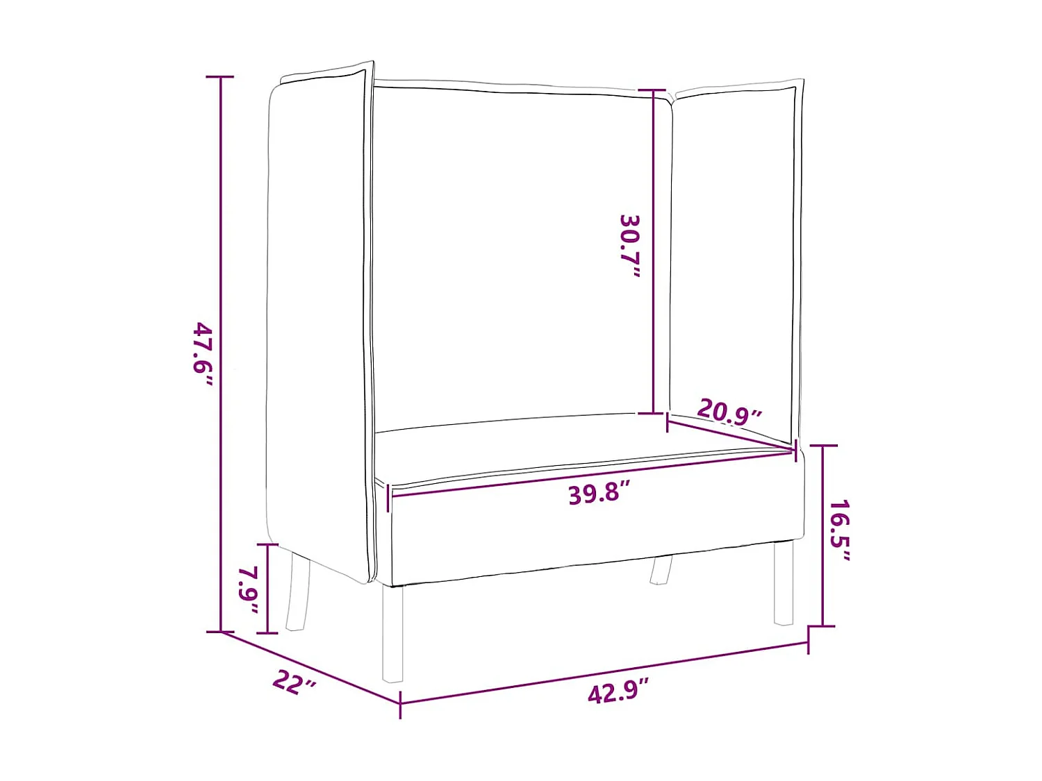 Divano con schienale alto grigio scuro 109 x 56 x 121 cm tessuto