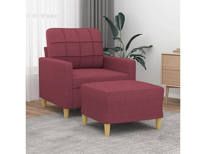 Sillón con reposapiés Tejido rojo burdeos 60 cm