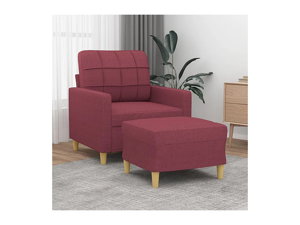Poltrona con poggiapiedi Rosso bordeaux 60 cm Tessuto
