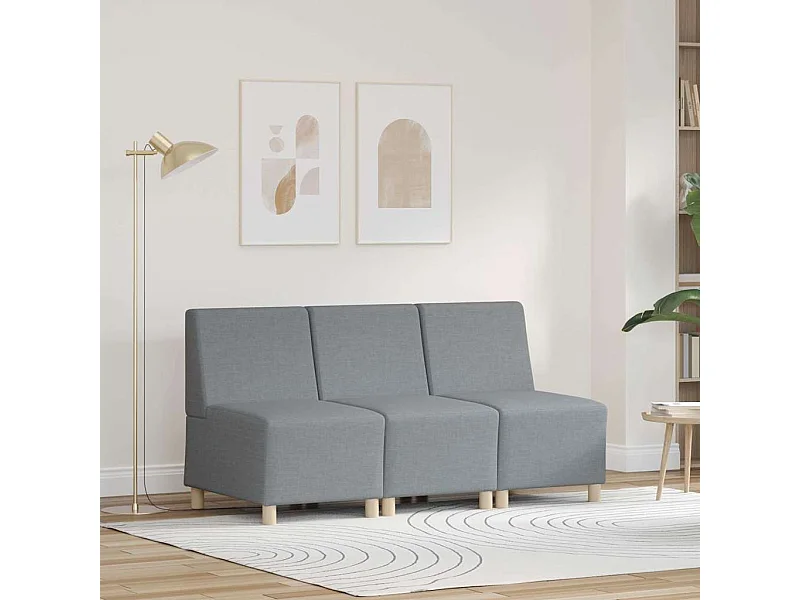Unité de Sofa Modulaire Sans Accoudoirs 3 pcs Gris clair
