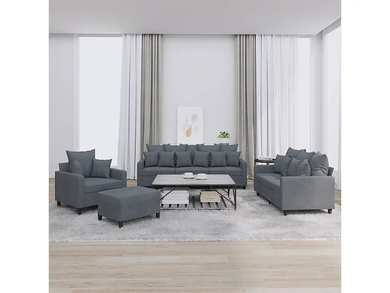 Conjunto de sofá de 4 piezas con cojines Terciopelo Gris Oscuro