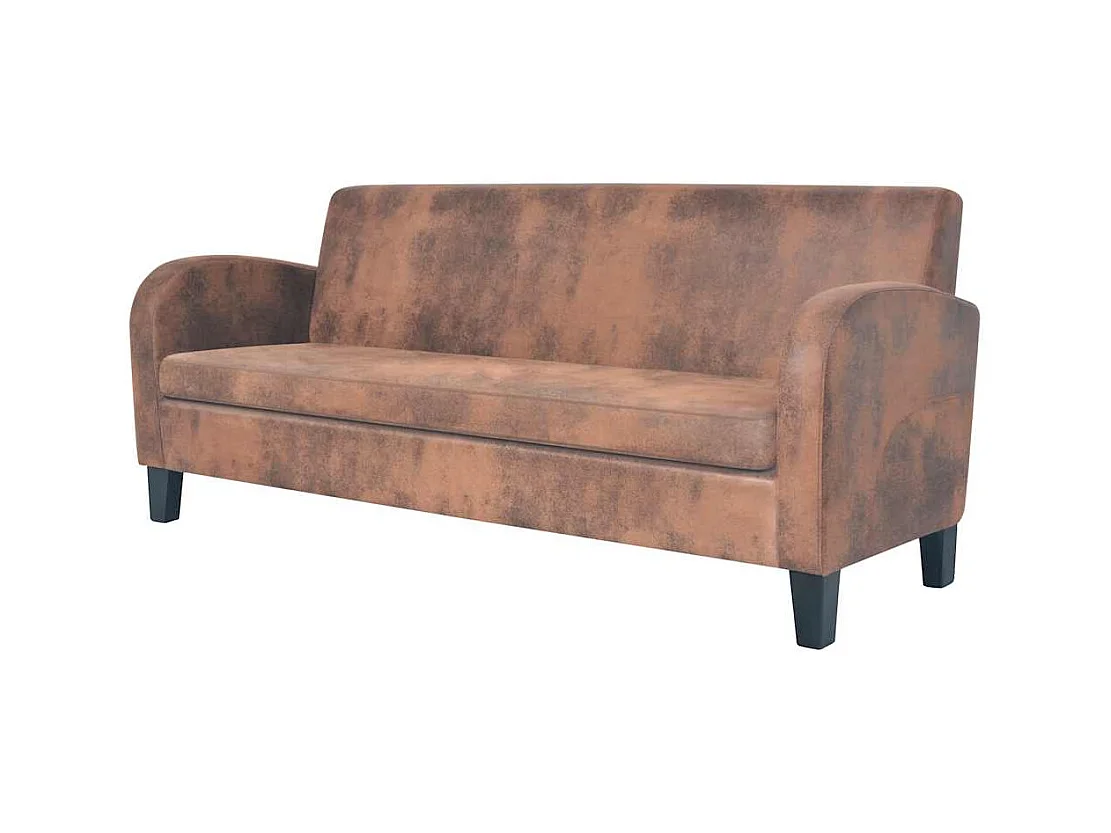 2-teiliges Sofa-Set in Wildleder-Optik Braun