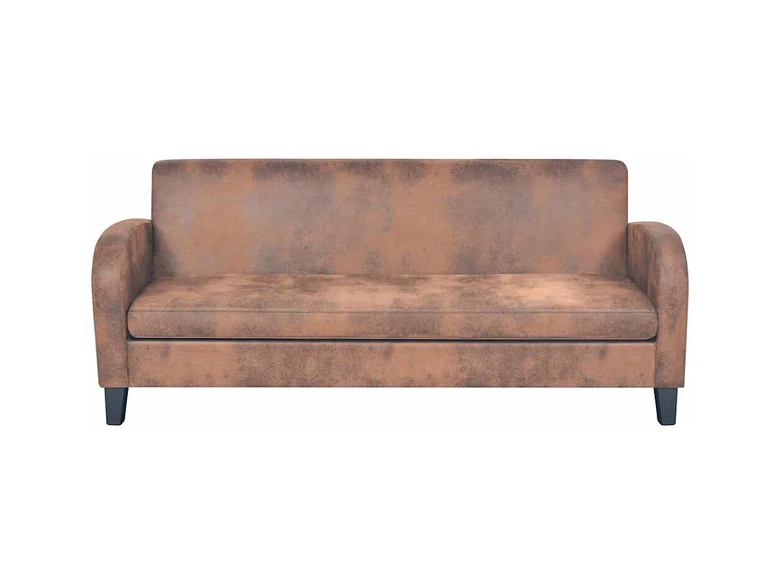 2-teiliges Sofa-Set in Wildleder-Optik Braun