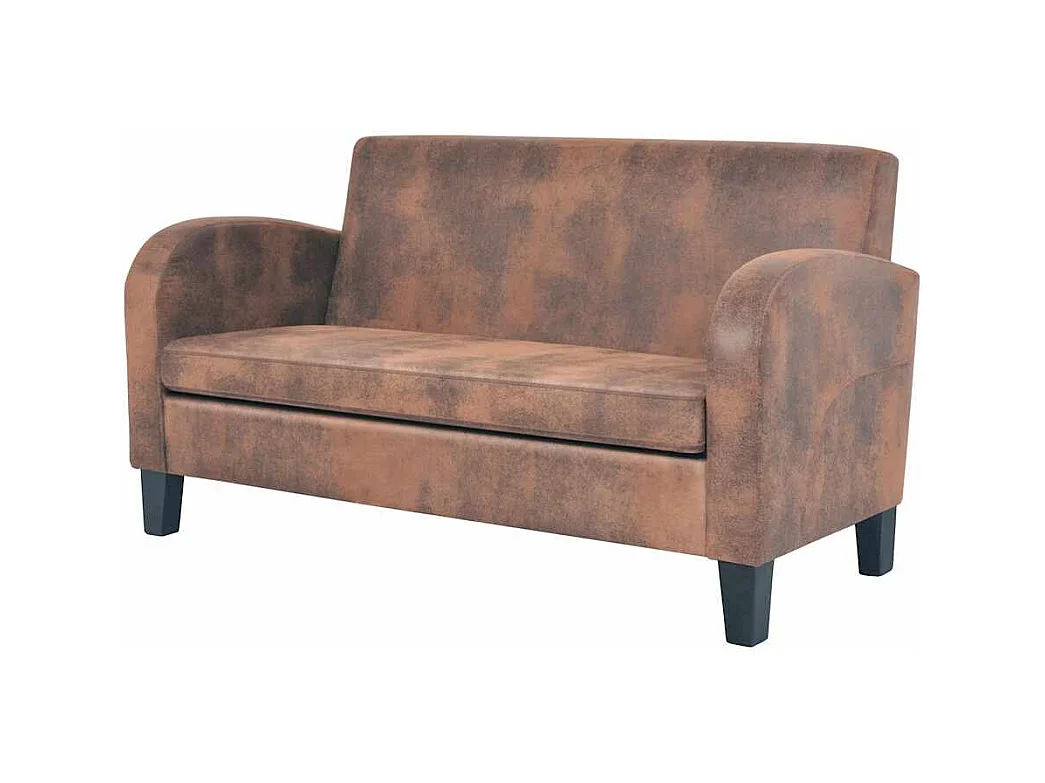 2-teiliges Sofa-Set in Wildleder-Optik Braun