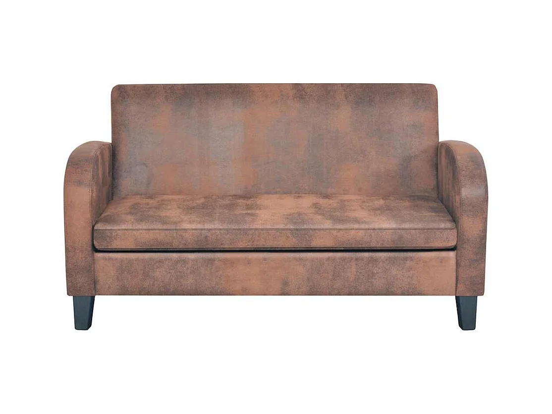 2-teiliges Sofa-Set in Wildleder-Optik Braun