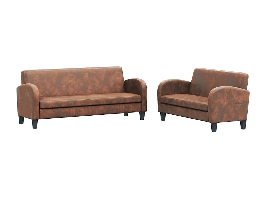 Conjunto de sofá de 2 piezas en ante sintético marrón