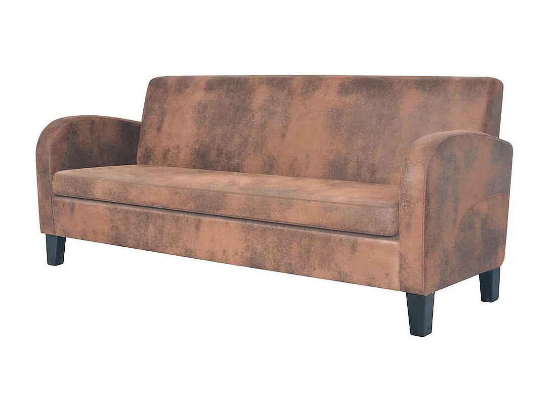 Conjunto de sofá de 2 piezas en ante sintético marrón