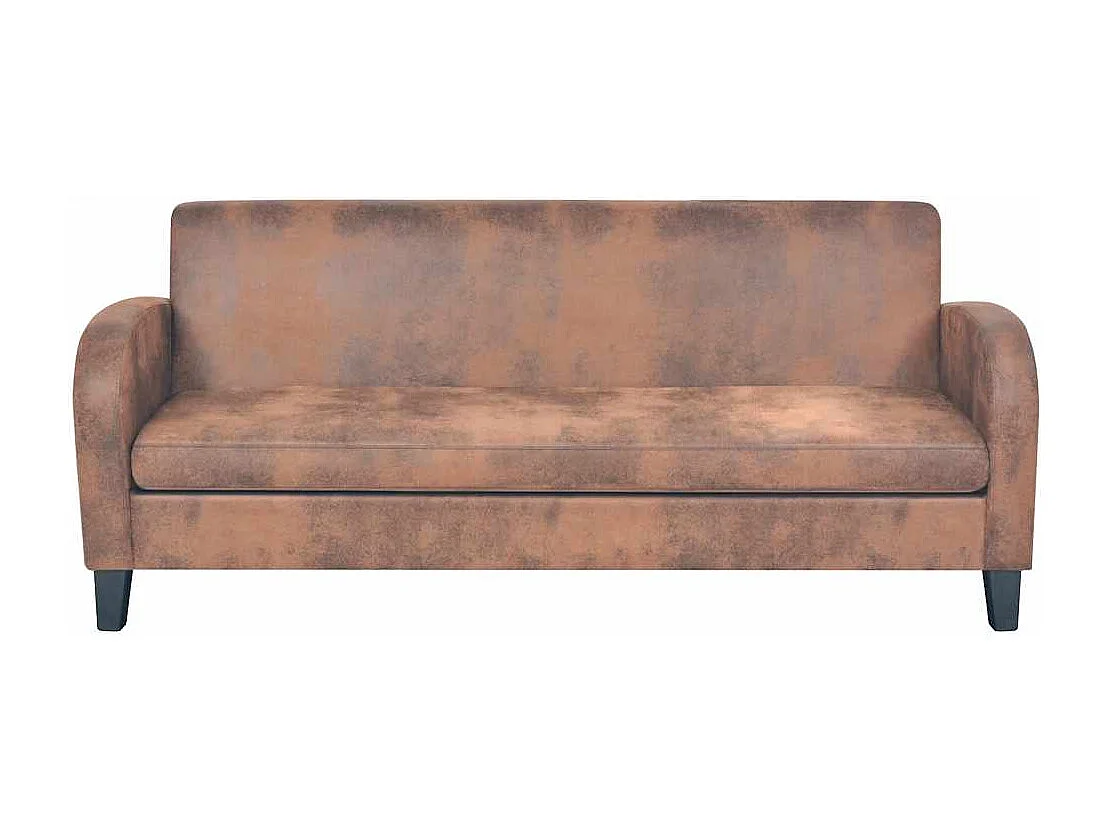 Conjunto de sofá de 2 piezas en ante sintético marrón