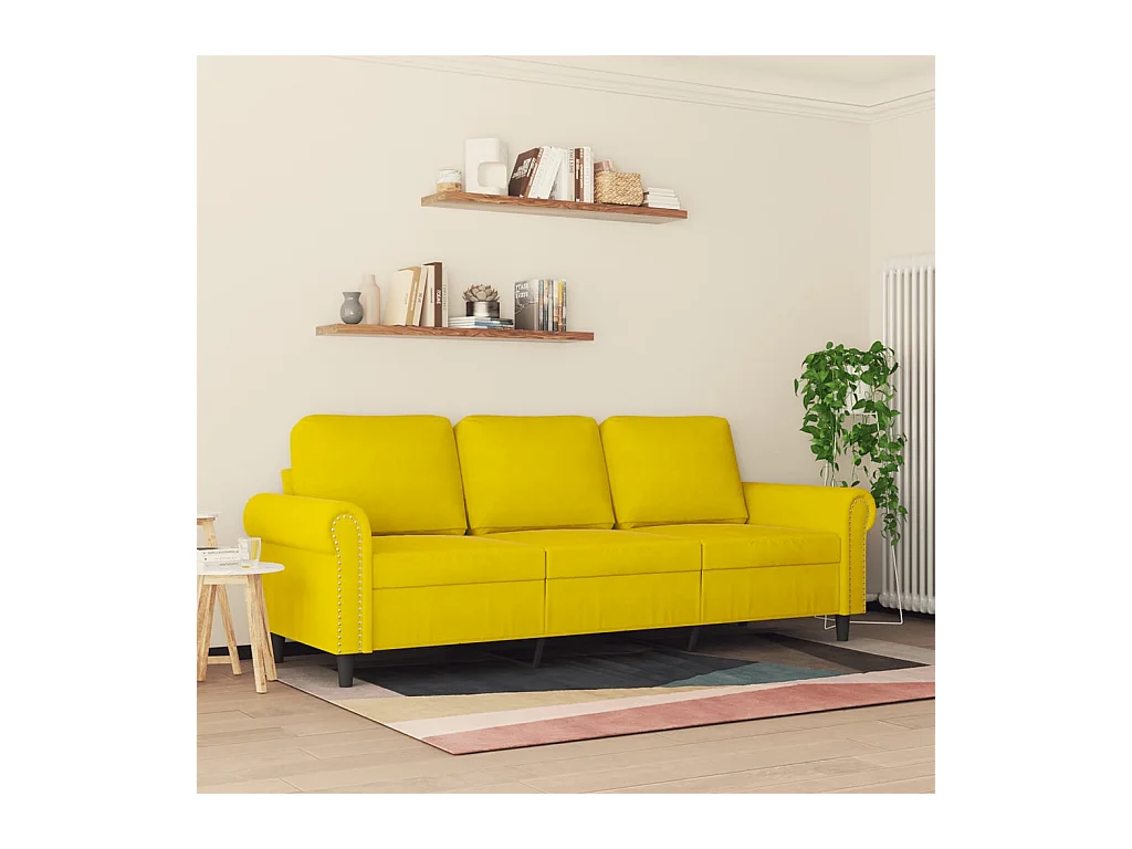 Divano 3 posti Giallo 180 cm Velluto