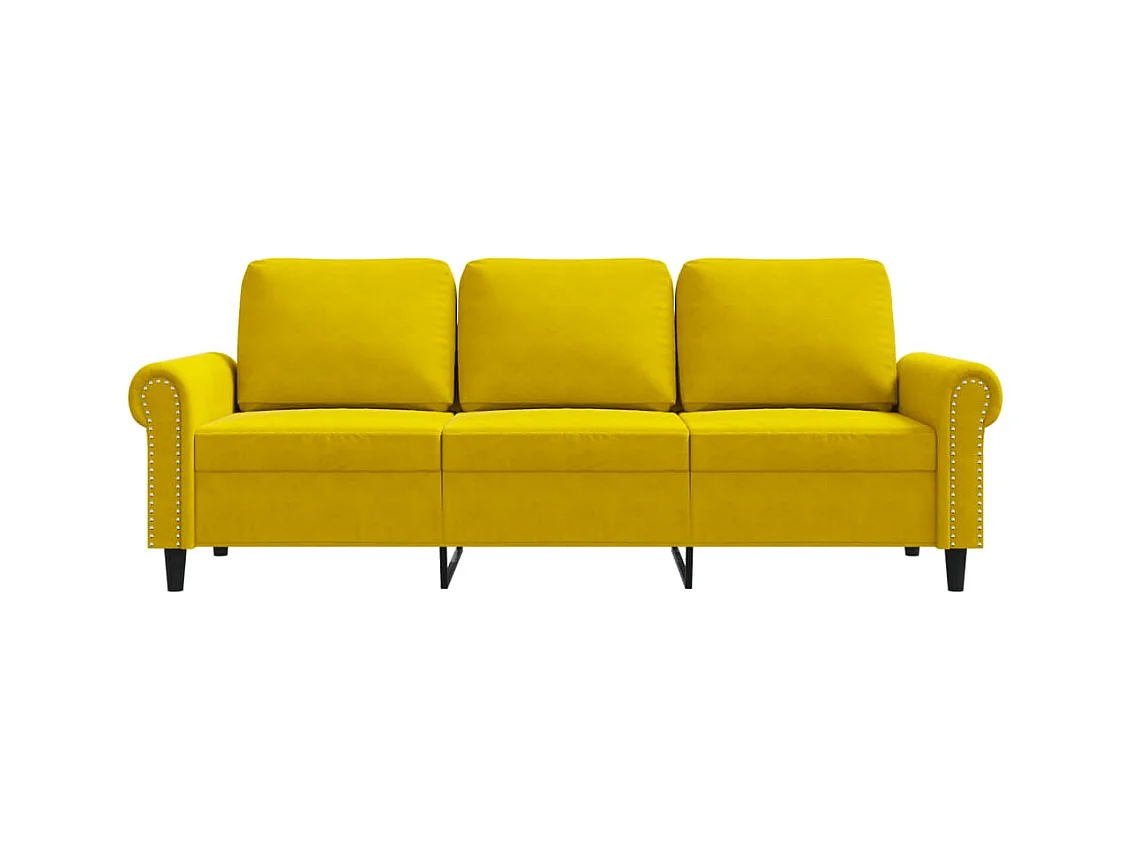Divano 3 posti Giallo 180 cm Velluto