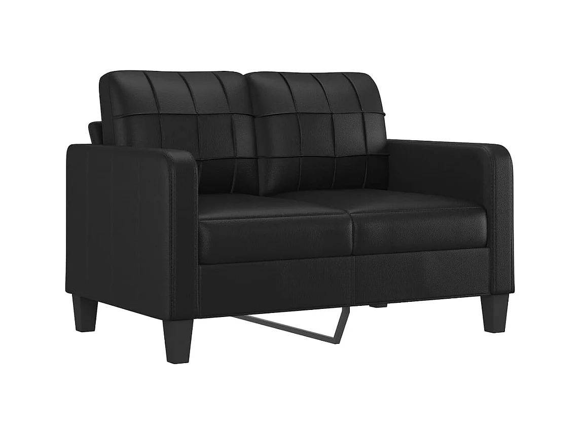 Set di divani 3 pezzi con cuscini in similpelle nera