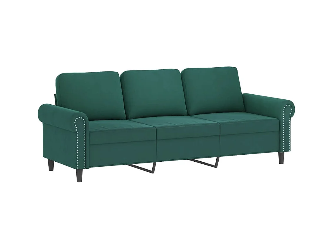 3-delige bankstel met kussens Donkergroen Fluweel
