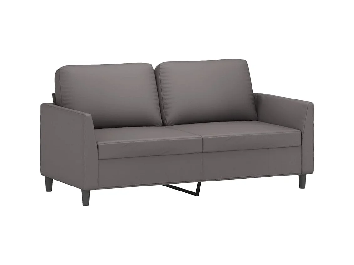 Set di divani 3 pezzi con cuscini in similpelle grigia