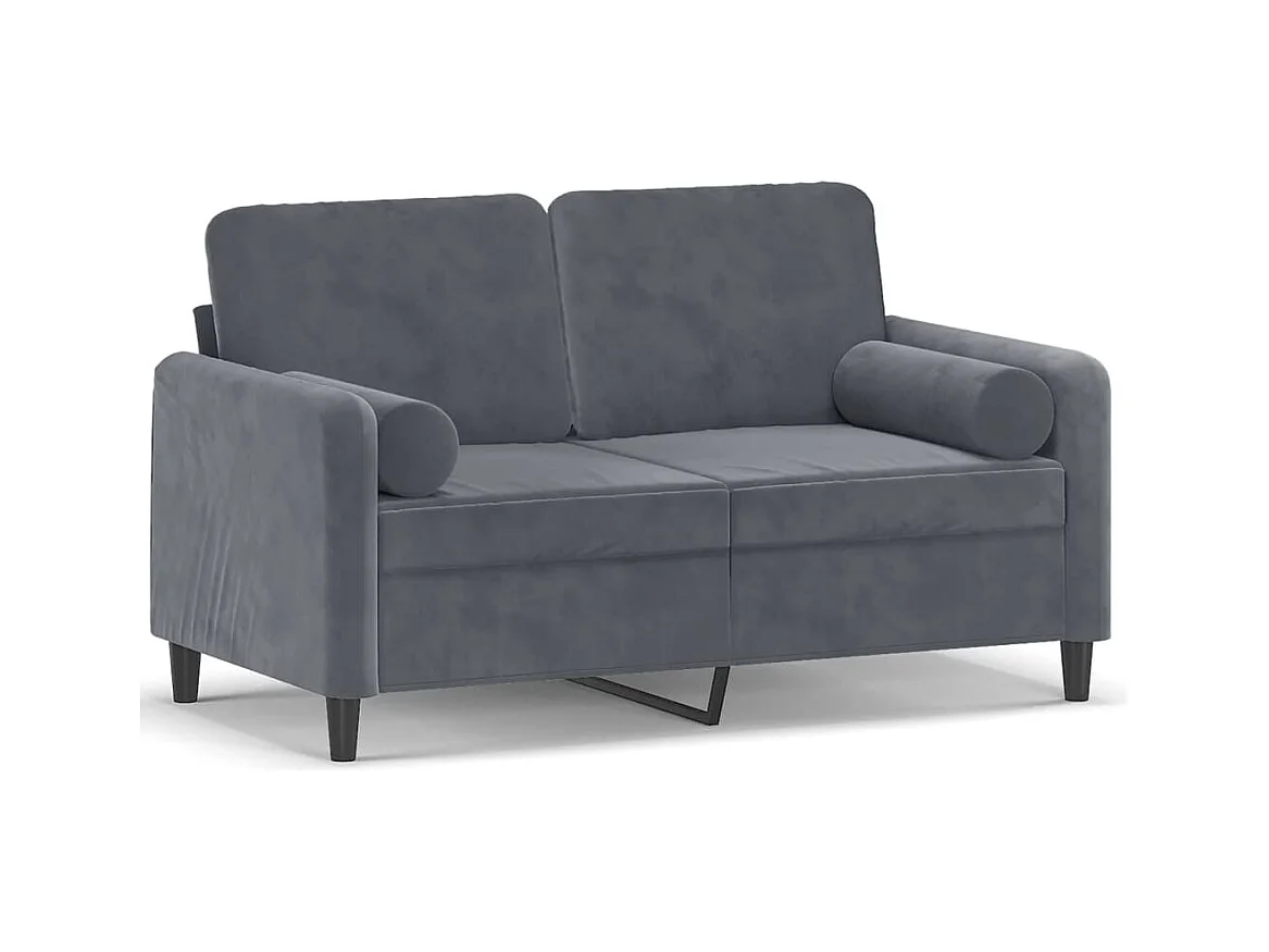 Canapé 2 places avec oreillers gris foncé 120 cm velours