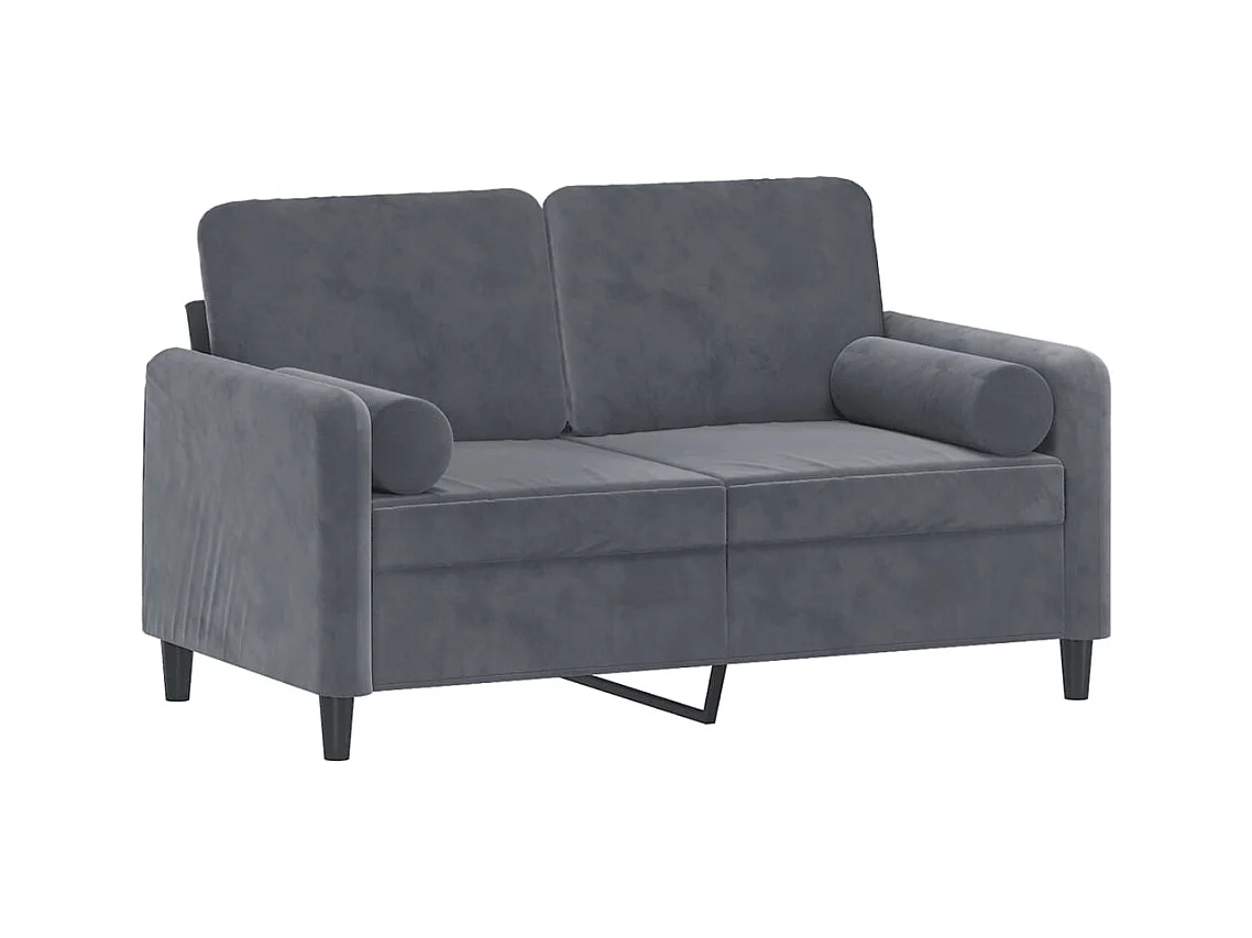 Canapé 2 places avec oreillers gris foncé 120 cm velours