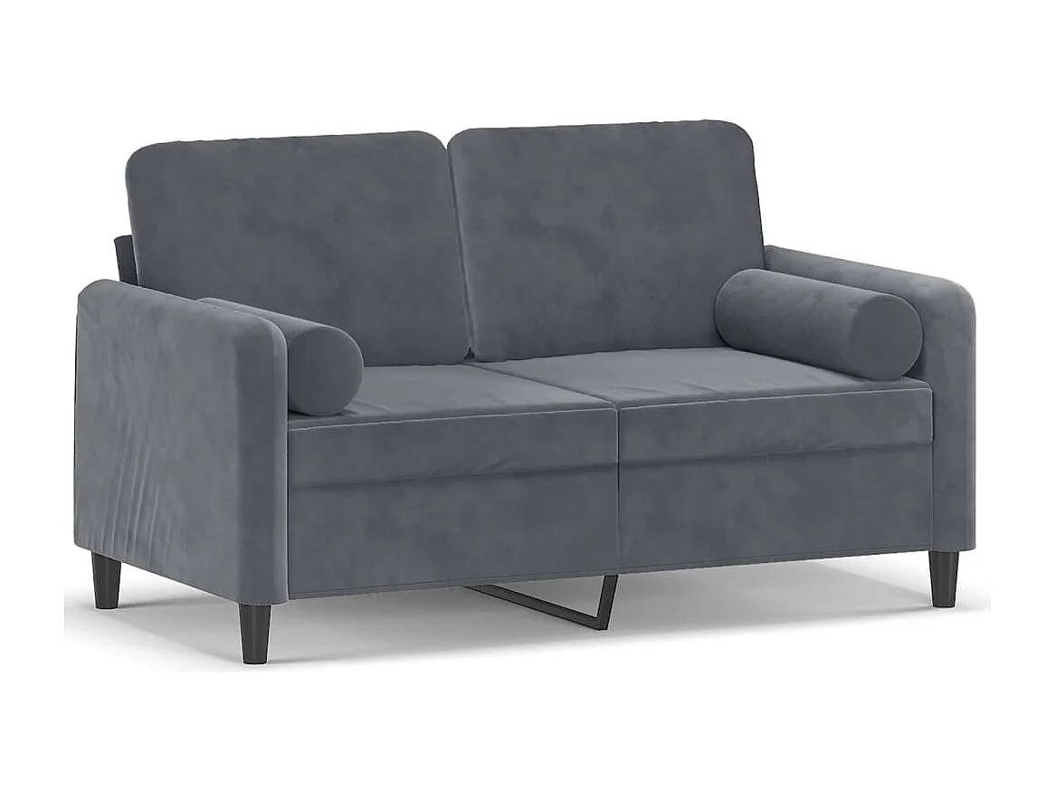 Canapé 2 places avec oreillers gris foncé 120 cm velours