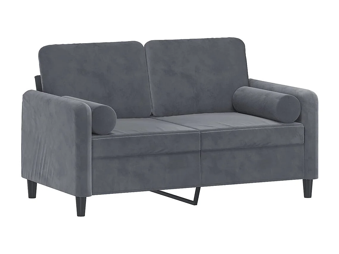 Canapé 2 places avec oreillers gris foncé 120 cm velours