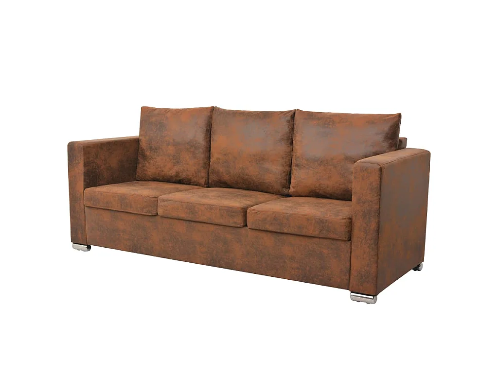Divano 3 posti 191 x 73 x 82 cm Pelle scamosciata artificiale