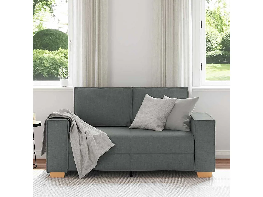 Canapé 2 places Gris foncé 120 cm Tissu