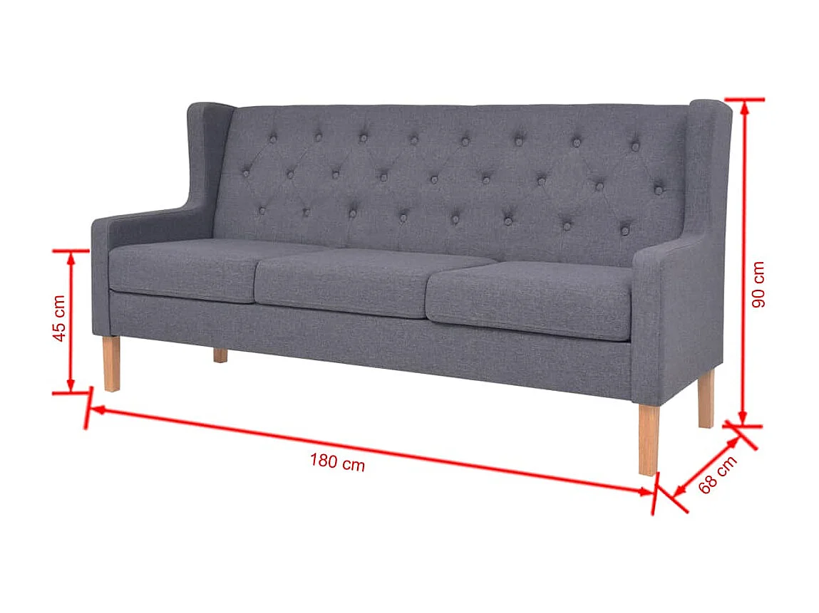 3-Sitzer-Sofa aus grauem Stoff