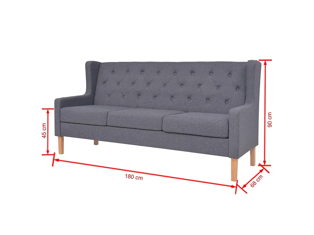 3-Sitzer-Sofa aus grauem Stoff